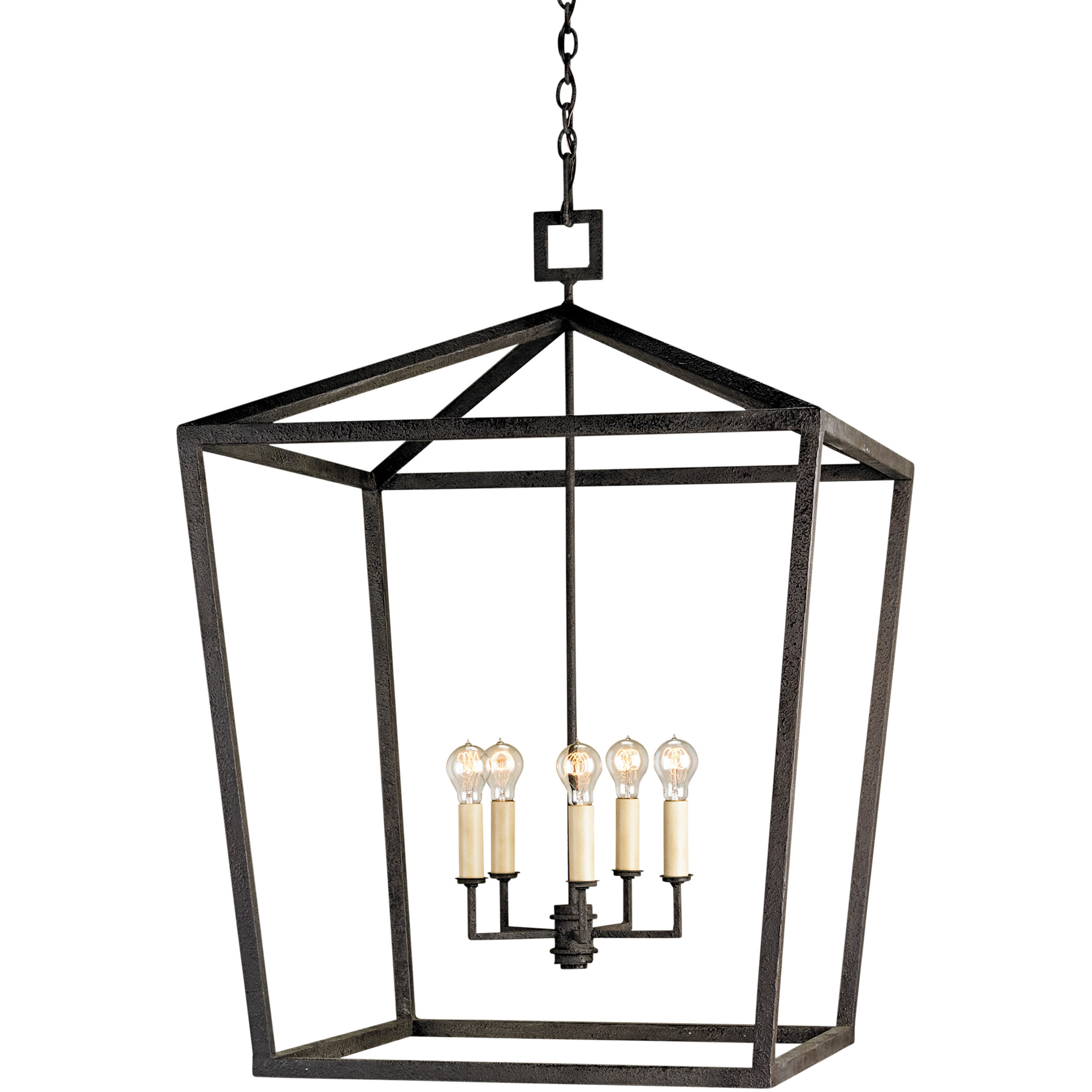 Denison 5 Light 32 inch Mole Black Lantern Pendant Ceiling Light, Grande